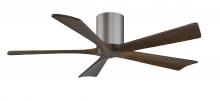  IR5H-BP-WA-52 - Irene-5H five-blade flush mount paddle fan in Brushed Pewter finish with 52” solid walnut tone b