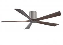  IR5H-BP-WA-60 - Irene-5H five-blade flush mount paddle fan in Brushed Pewter finish with 60” solid walnut tone b