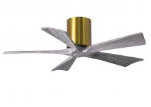 IR5H-BRBR-BW-42 - Irene-5H five-blade flush mount paddle fan in Brushed Brass finish with 42” solid barn wood tone