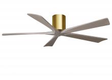  IR5H-BRBR-GA-60 - Irene-5H three-blade flush mount paddle fan in Brushed Brass finish with 60” Gray Ash tone blade