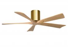  IR5H-BRBR-LM-52 - Irene-5H three-blade flush mount paddle fan in Brushed Brass finish with 52” Light Maple tone bl