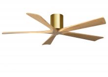  IR5H-BRBR-LM-60 - Irene-5H three-blade flush mount paddle fan in Brushed Brass finish with 60” Light Maple tone bl