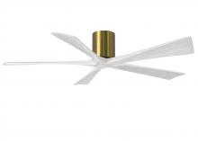  IR5H-BRBR-MWH-60 - Irene-5H five-blade flush mount paddle fan in Brushed Brass finish with 60” solid matte white wo