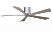  IR5H-CR-GA-60 - Irene-5H three-blade flush mount paddle fan in Polished Chrome finish with 60” Gray Ash tone bla