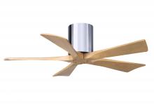  IR5H-CR-LM-42 - Irene-5H three-blade flush mount paddle fan in Polished Chrome finish with 42” Light Maple tone