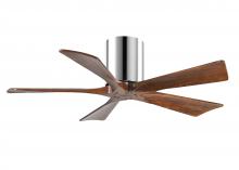  IR5H-CR-WA-42 - Irene-5H five-blade flush mount paddle fan in Polished Chrome finish with 42” solid walnut tone