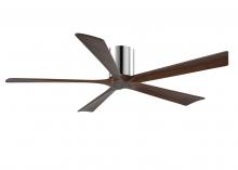  IR5H-CR-WA-60 - Irene-5H five-blade flush mount paddle fan in Polished Chrome finish with 60” solid walnut tone