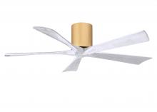  IR5H-LM-MWH-52 - Irene-5H three-blade flush mount paddle fan in Brushed Brass finish with 52” Matte White tone bl