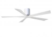  IR5H-WH-MWH-60 - Irene-5H five-blade flush mount paddle fan in Gloss White finish with 60” solid matte white wood
