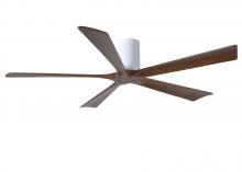 IR5H-WH-WA-60 - Irene-5H five-blade flush mount paddle fan in Gloss White finish with 60” solid walnut tone blad