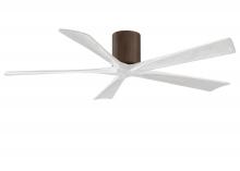  IR5H-WN-MWH-60 - Irene-5H five-blade flush mount paddle fan in Walnut finish with 60” solid matte white wood blad