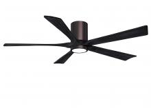  IR5HLK-BB-BK-60 - IR5HLK five-blade flush mount paddle fan in Brushed Bronze finish with 60” solid matte black woo