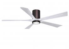  IR5HLK-BB-MWH-60 - IR5HLK five-blade flush mount paddle fan in Brushed Bronze finish with 60” solid matte white woo