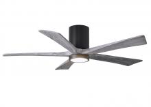  IR5HLK-BK-BW-52 - IR5HLK five-blade flush mount paddle fan in Matte Black finish with 52” solid barn wood tone bla