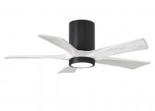  IR5HLK-BK-MWH-42 - IR5HLK five-blade flush mount paddle fan in Matte Black finish with 42” solid matte white wood b