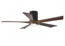  IR5HLK-BK-WA-52 - IR5HLK five-blade flush mount paddle fan in Matte Black finish with 52” solid walnut tone blades