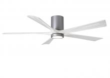  IR5HLK-BN-MWH-60 - IR5HLK five-blade flush mount paddle fan in Brushed Nickel finish with 60” solid matte white woo