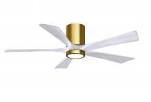  IR5HLK-BRBR-MWH-52 - IR5HLK five-blade flush mount paddle fan in Brushed Brass finish with 52” solid matte black wood