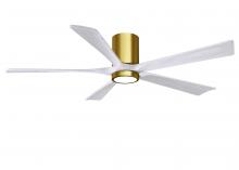  IR5HLK-BRBR-MWH-60 - IR5HLK five-blade flush mount paddle fan in Brushed Brass finish with 60” solid matte black wood