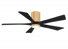  IR5HLK-LM-BK-52 - IR5HLK five-blade flush mount paddle fan in Light Maple finish with 52” Matte Black blades and i