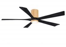  IR5HLK-LM-BK-60 - IR5HLK five-blade flush mount paddle fan in Light Maple finish with 60” Matte Black blades and i