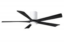  IR5HLK-WH-BK-60 - IR5HLK five-blade flush mount paddle fan in Gloss White finish with 60” solid matte black wood b