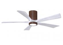  IR5HLK-WN-MWH-52 - IR5HLK five-blade flush mount paddle fan in Walnut finish with 52” solid matte white wood blades