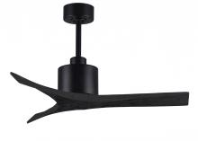  MW-BK-BK-42 - Mollywood 6-speed contemporary ceiling fan in Matte Black finish with 42” solid matte black wood