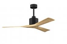  NK-BK-LM-52 - Nan 6-speed ceiling fan in Matte Black finish with 52” solid light maple tone wood blades