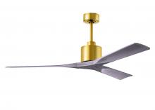  NK-BRBR-BW-60 - Nan 6-speed ceiling fan in Brushed Brass finish with 60” solid barn wood tone wood blades
