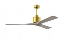  NK-BRBR-GA-60 - Nan 6-speed ceiling fan in Brushed Brass finish with 60” solid gray ash tone wood blades