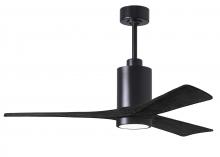  PA3-BK-BK-52 - Patricia-3 three-blade ceiling fan in Matte Black finish with 52” solid matte black wood blades