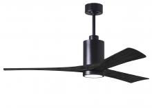  PA3-BK-BK-60 - Patricia-3 three-blade ceiling fan in Matte Black finish with 60” solid matte black wood blades