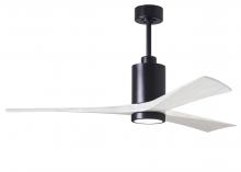  PA3-BK-MWH-60 - Patricia-3 three-blade ceiling fan in Matte Black finish with 60” solid matte white wood blades