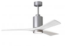  PA3-BN-MWH-52 - Patricia-3 three-blade ceiling fan in Brushed Nickel finish with 52” solid matte white wood blad