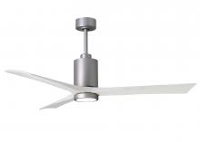  PA3-BN-MWH-60 - Patricia-3 three-blade ceiling fan in Brushed Nickel finish with 60” solid matte white wood blad