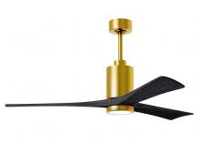  PA3-BRBR-BK-60 - Patricia-3 three-blade ceiling fan in Brushed Brass finish with 60” solid matte black wood blade