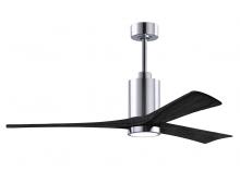  PA3-CR-BK-60 - Patricia-3 three-blade ceiling fan in Polished Chrome finish with 60” solid matte black wood bla