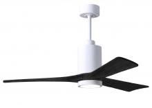 PA3-WH-BK-52 - Patricia-3 three-blade ceiling fan in Gloss White finish with 52” solid matte black wood blades