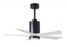  PA5-BK-MWH-42 - Patricia-5 five-blade ceiling fan in Matte Black finish with 42” solid matte white wood blades a