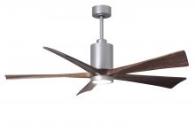  PA5-BN-WA-60 - Patricia-5 five-blade ceiling fan in Brushed Nickel finish with 60” solid walnut tone blades and