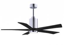  PA5-CR-BK-52 - Patricia-5 five-blade ceiling fan in Polished Chrome finish with 52” solid matte black wood blad