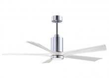  PA5-CR-MWH-60 - Patricia-5 five-blade ceiling fan in Polished Chrome finish with 60” solid matte white wood blad