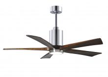  PA5-CR-WA-52 - Patricia-5 five-blade ceiling fan in Polished Chrome finish with 52” solid walnut tone blades an