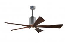  PA5-CR-WA-60 - Patricia-5 five-blade ceiling fan in Polished Chrome finish with 60” solid walnut tone blades an