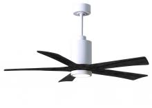 PA5-WH-BK-52 - Patricia-5 five-blade ceiling fan in Gloss White finish with 52” solid matte black wood blades a