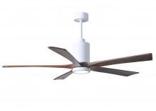  PA5-WH-WA-60 - Patricia-5 five-blade ceiling fan in Gloss White finish with 60” solid walnut tone blades and di