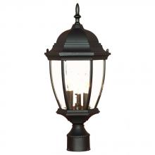  5017BK - Wexford Collection Post-Mount 3-Light Outdoor Matte Black Light Fixture