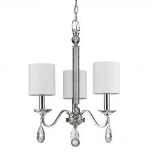  IN11051PN - Lily Indoor 3-Light Mini Chandelier w/Shades & Crystal Pendants In Polished Nickel