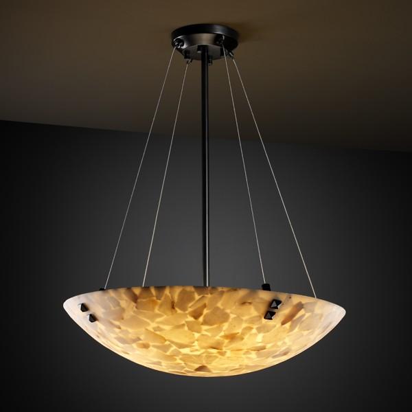 24" LED Pendant Bowl w/ PAIR CYLINDRICAL FINIALS